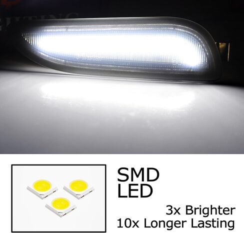 iJDMTOY Smoked Lens White Full LED Bumper Side Marker Light Kit Compatible With Mercedes 2003-2009 W209 C209 CLK-Class Coupe, Powered by 30-SMD LED, Replace OEM Amber Sidemarker Lamps in Saudi Arabia