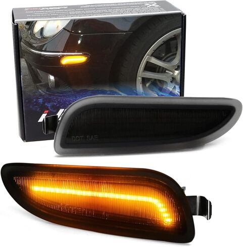 iJDMTOY Smoked Lens White Full LED Bumper Side Marker Light Kit Compatible With Mercedes 2003-2009 W209 C209 CLK-Class Coupe, Powered by 30-SMD LED, Replace OEM Amber Sidemarker Lamps in Saudi Arabia