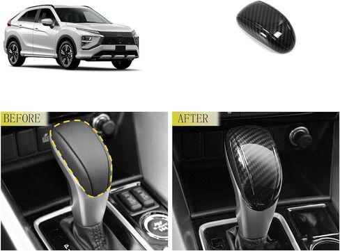 غطاء مقبض ناقل الحركة متوافق مع Mitsubishi Eclipse Cross 2025 2024 2023-2018 وحدة التحكم المركزية شيفتر تقليم ناقل الحركة الأوتوماتيكي ديكور ملحقات السيارة ABS 1 قطعة (نمط ألياف الكربون) in Kuwait