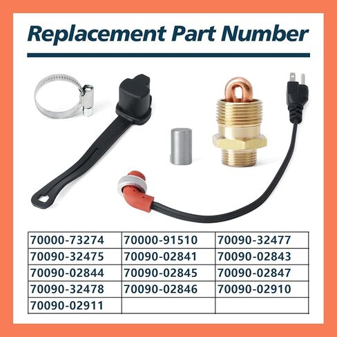 70000-73274 Block Heater Kit Compatible with Kubota B26 B20 B1550 B1700 B1750 B2100 B2620 B3030 B6200 B7200 Tractor Models Replaces 70000-91510 70090-32477 70090-32475, 115V 400W in Saudi Arabia
