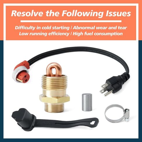 70000-73274 Block Heater Kit Compatible with Kubota B26 B20 B1550 B1700 B1750 B2100 B2620 B3030 B6200 B7200 Tractor Models Replaces 70000-91510 70090-32477 70090-32475, 115V 400W in Saudi Arabia
