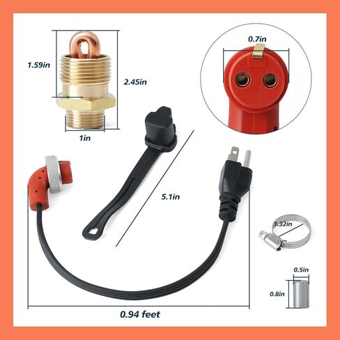 70000-73274 Block Heater Kit Compatible with Kubota B26 B20 B1550 B1700 B1750 B2100 B2620 B3030 B6200 B7200 Tractor Models Replaces 70000-91510 70090-32477 70090-32475, 115V 400W in Saudi Arabia