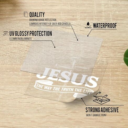 ملصق سيارة ممتاز Jesus The Way The Truth The Life - ملصق صليب مسيحي، ملصق من الفينيل لآية الكتاب المقدس الدينية للسيارة أو الشاحنة أو الكمبيوتر المحمول أو النافذة أو زجاجة الماء - هدية إيمانية للمؤمنين in Kuwait