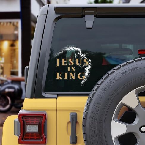 ملصق سيارة Jesus is King - شارات الفينيل المسيحية وملصقات ممتصة للصدمات من الفينيل المسيح الله، ملصق مقاوم للطقس من المسيح هو الملك للسيارة أو الشاحنة أو النافذة أو زجاجة الماء in Kuwait