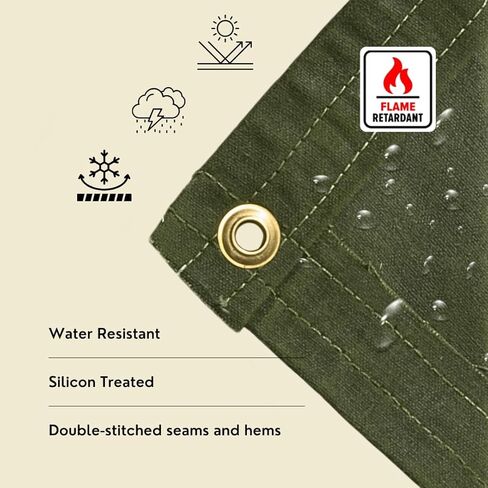 TARP SUPPLY INC. Fire Retardant Canvas Tarp – 18 Mil Heavy Duty, Water & Flame Resistant, Tear-Proof with Brass Grommets – UV Resistant,for Welding Camping Safety Industrial Use 5' x 7' tarps in Saudi Arabia