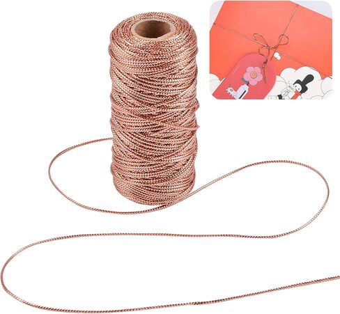 Decorative Metallic String, 100M/328 Ft Rose Gold Wrapping Twine String Jewelry Thread Cord Glittering Tinsel String for Gift Wrapping, DIY Christmas Crafts in Saudi Arabia