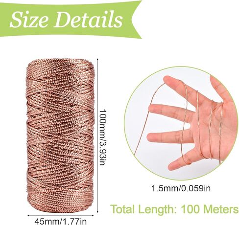 Decorative Metallic String, 100M/328 Ft Rose Gold Wrapping Twine String Jewelry Thread Cord Glittering Tinsel String for Gift Wrapping, DIY Christmas Crafts in Saudi Arabia