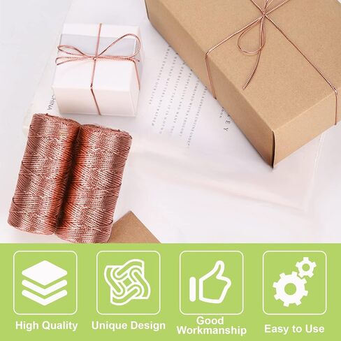 Decorative Metallic String, 100M/328 Ft Rose Gold Wrapping Twine String Jewelry Thread Cord Glittering Tinsel String for Gift Wrapping, DIY Christmas Crafts in Saudi Arabia