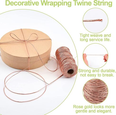 Decorative Metallic String, 100M/328 Ft Rose Gold Wrapping Twine String Jewelry Thread Cord Glittering Tinsel String for Gift Wrapping, DIY Christmas Crafts in Saudi Arabia