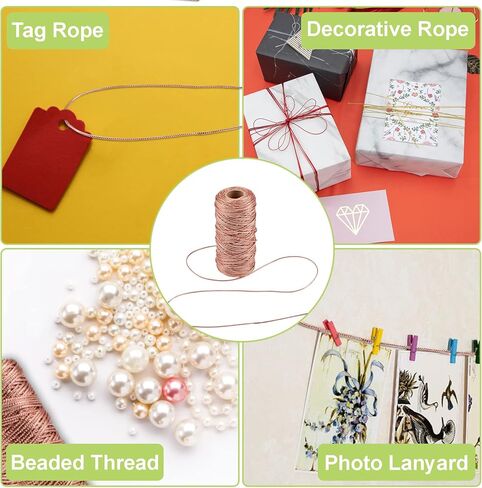 Decorative Metallic String, 100M/328 Ft Rose Gold Wrapping Twine String Jewelry Thread Cord Glittering Tinsel String for Gift Wrapping, DIY Christmas Crafts in Saudi Arabia