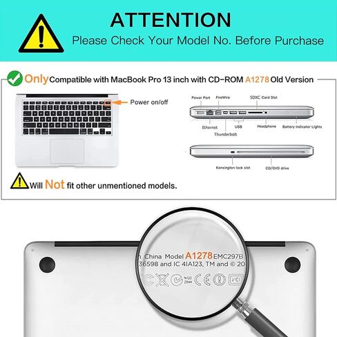 حافظة MOSISO متوافقة مع جهاز MacBook Pro مقاس 13 بوصة (الموديل: A1278، مع قرص مضغوط) إصدار قديم تم إصداره مبكرًا 2012/2011/2010/2009/2008، غطاء حماية من البلاستيك الصلب، أسود in Saudi Arabia
