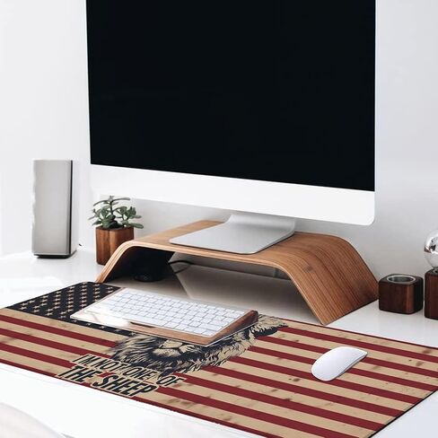 Cool Lion Large Gaming Desk Mat,Rubber Non-Slip American Flag Mouse Pad,31.5x11.8x0.12in Extended Powerful Patriotic Mousepad,Game Lover Mice Pads Gifts,Office Home Deskmat Decor in Saudi Arabia