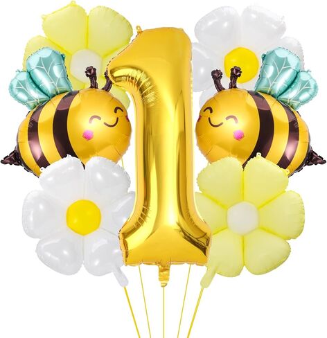 Happy 1st Bee Day Decorations Daisy Bee Balloons So Sweet to Bee One Bumble Bee First Birthday Decorations Fun to Bee One Decoration for Baby Shower 1 Year Old Birthday Party Milestone Supplies in Kuwait