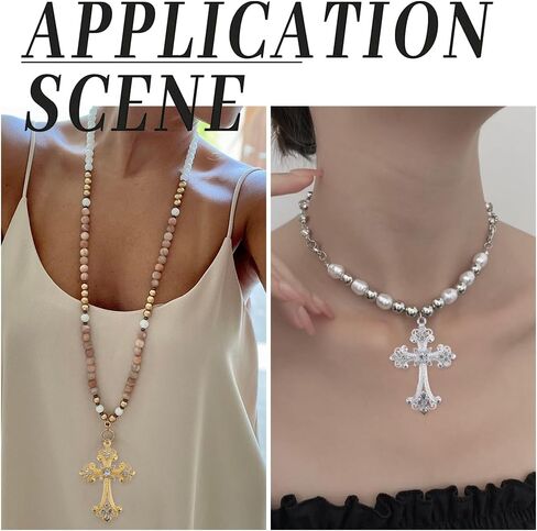 SUNNYCLUE 1 Box 8Pcs 4 Colors Rhinestone Cross Charms Bulk Crosses Charm Gold Rosary Crucifix Alloy Silver Large Gothic Charm for Jewelry Making Charms Rosary Earring Bracelet Earrings DIY Accessories in Saudi Arabia