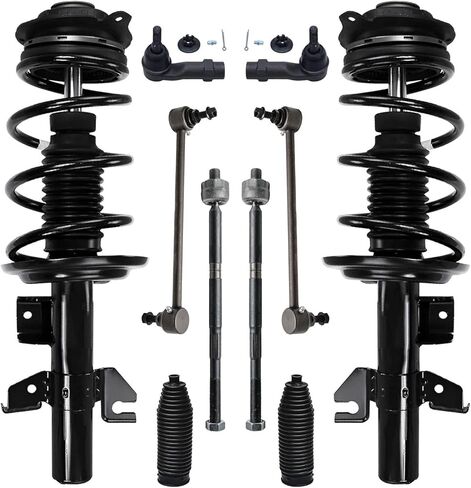 Detroit Axle - 10pc Front Suspension Kit for 13-16 Dodge Dart, 2 Struts & Coil Spring 2 Sway Bars 4 Tie Rods 2 Boots 2013 2014 2015 2016 Replacement in Saudi Arabia