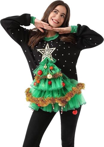Unisex Women's Ugly Christmas Sweater Funny Santa Reindeer Hoodie Jumper Novelty Knit Pullover (XX-Large) in Saudi Arabia