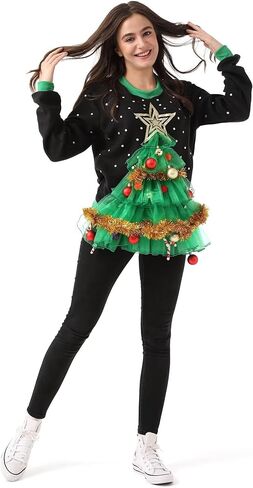 Unisex Women's Ugly Christmas Sweater Funny Santa Reindeer Hoodie Jumper Novelty Knit Pullover (XX-Large) in Saudi Arabia