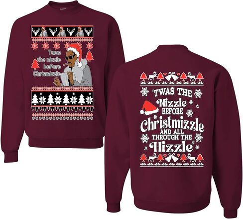 wild custom apparel Merry Christmas Twas the Nizzle before chrismas Ugly Christmas Crewneck Sweatshirt in Saudi Arabia