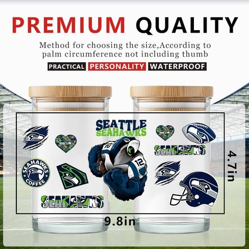 4 Sheet Cup Wraps USA Football UV DTF Cups Stickers Decals Waterproof Rub on Transfers Vinyl Stickers for 16 Oz Glass Cups Cups Luggage Laptop Fridge Wall Furniture Car DIY Craft(10) in Saudi Arabia