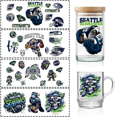 4 Sheet Cup Wraps USA Football UV DTF Cups Stickers Decals Waterproof Rub on Transfers Vinyl Stickers for 16 Oz Glass Cups Cups Luggage Laptop Fridge Wall Furniture Car DIY Craft(10) in Saudi Arabia