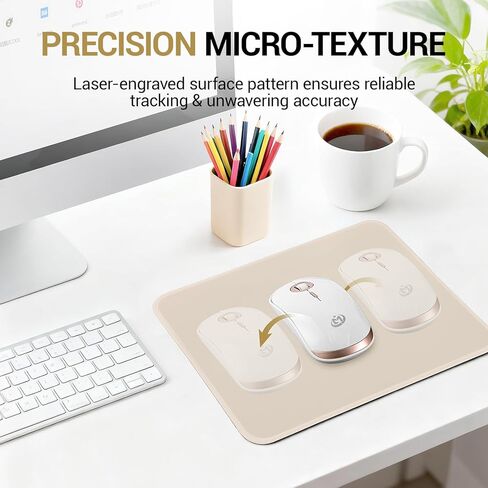 Beige Mouse Pad, Mousepad with Anti-fray Stitching, Premium-Textured & Waterproof Computer Mouse Mat with Non-Slip Rubber Base, Square Gaming Mouse Pads for Laptop Office Home 10.2X 8.2 in in Saudi Arabia