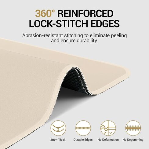 Beige Mouse Pad, Mousepad with Anti-fray Stitching, Premium-Textured & Waterproof Computer Mouse Mat with Non-Slip Rubber Base, Square Gaming Mouse Pads for Laptop Office Home 10.2X 8.2 in in Saudi Arabia