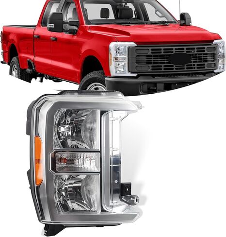 مجموعة المصابيح الأمامية الهالوجين LH متوافقة مع 2023-2024 Ford F250 F350 Super Duty للمصابيح الأمامية اليسرى للسائق FO2502429 PC3Z-13008-G in Kuwait