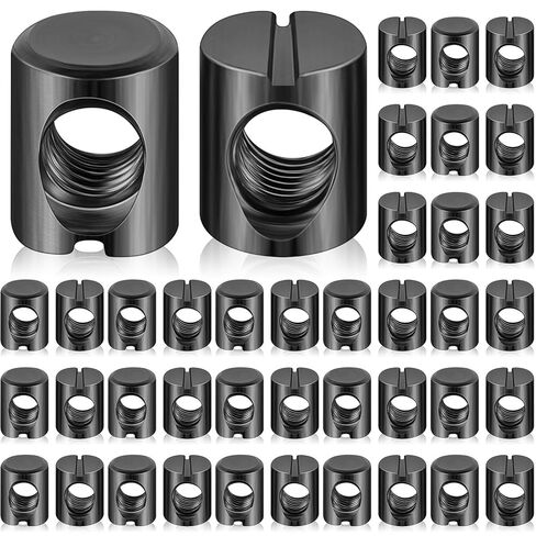 Blulu 50 Pcs Metric Black M6 Barrel Nuts Cross Dowels Slotted Nuts Bed Screws Hardware Replacement Kit for Bunk Bed Beds Headboards Chairs Furniture M6 x 10 mm x 13 mm in Saudi Arabia