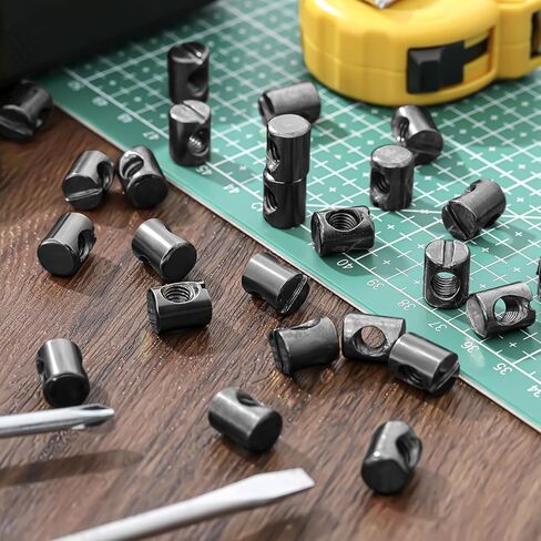 Blulu 50 Pcs Metric Black M6 Barrel Nuts Cross Dowels Slotted Nuts Bed Screws Hardware Replacement Kit for Bunk Bed Beds Headboards Chairs Furniture M6 x 10 mm x 13 mm in Saudi Arabia
