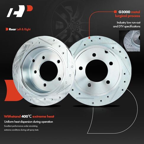 A-Premium Front and Rear Drilled and Slotted Disc Brake Rotors + Ceramic Pads Kit Compatible with Select Mitsubishi and Dodge Models - Lancer 2008-2016, Caliber 2007-2012, 12-PC Set in Kuwait