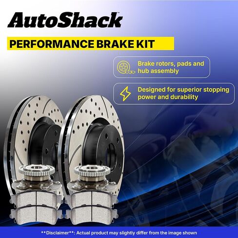 دوارات الفرامل الأمامية والخلفية المحفورة والمشقوقة من AutoShack، وسادات فرامل سيراميك ممتازة، استبدال مجموعة محور العجلة لسيارة شيفروليه إكوينوكس V6 FWD المطلية بالكهرباء، مجموعة فرامل مكونة من 16 قطعة ShadowGuard in Saudi Arabia
