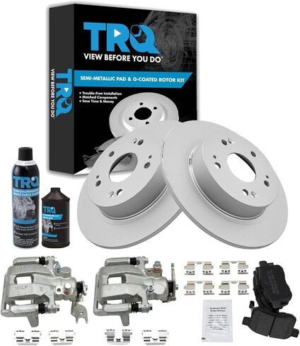 TRQ لوحة الفرامل الخلفية ومجموعة الدوار طقم فرجار الفرامل الكيميائي، وسادات الفرامل، دوار الفرامل شبه معدني ممتاز مطلي بـ G متوافق مع 2009-2014 Acura TSX 2008-2012 Honda Accord in Saudi Arabia
