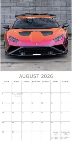 Gifted Stationery Co, Lamborghini 2026 Wall Calendar, 12'' X 12'', 16-Month Calendar with Stapled Binding in Saudi Arabia