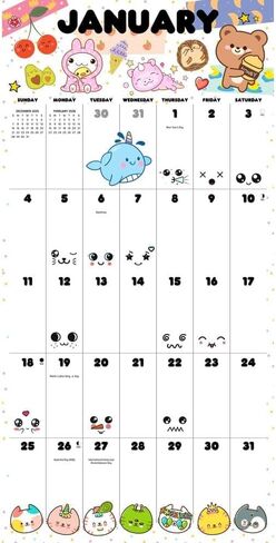 مطبعة ويلو كريك، تقويم حائط Kawaii 2026، 12 بوصة × 12 بوصة، تقويم 18 شهرًا مع غلاف مثبت in Saudi Arabia