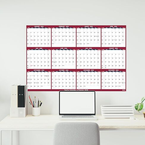 2026 Dry Erase Calendar – Large Yearly Wall calendar 2026, 38.2'' x 25.2'', 2-Side Reversible Calendar 2026, Vertical/Horizontal, Jan 2026 – Dec 2026, 2026 Wall Calendar with Notes, Stickers - Red in Saudi Arabia