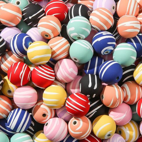20mm Acrylic Beads 180pcs Cube Chunk Bubblegum Bead Multicolor Beadable Pen Ball Beads for Pen Bag Jewelry Making Necklace Bracelets (Transparent&Color) in Saudi Arabia