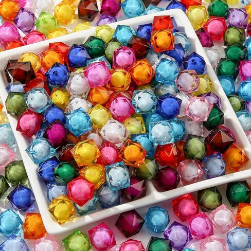 20mm Acrylic Beads 180pcs Cube Chunk Bubblegum Bead Multicolor Beadable Pen Ball Beads for Pen Bag Jewelry Making Necklace Bracelets (Transparent&Color) in Saudi Arabia