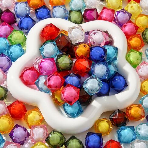 20mm Acrylic Beads 180pcs Cube Chunk Bubblegum Bead Multicolor Beadable Pen Ball Beads for Pen Bag Jewelry Making Necklace Bracelets (Transparent&Color) in Saudi Arabia