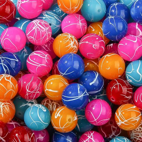 20mm Acrylic Beads 180pcs Cube Chunk Bubblegum Bead Multicolor Beadable Pen Ball Beads for Pen Bag Jewelry Making Necklace Bracelets (Transparent&Color) in Saudi Arabia