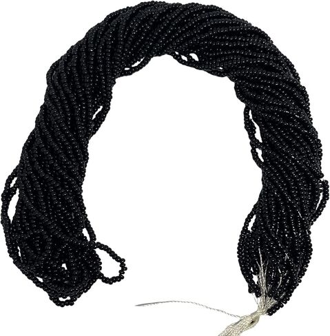 11/0 Glass Seed Beads, 12 String Hanks, Small Craft Beads, 2 mm (Black) in Saudi Arabia