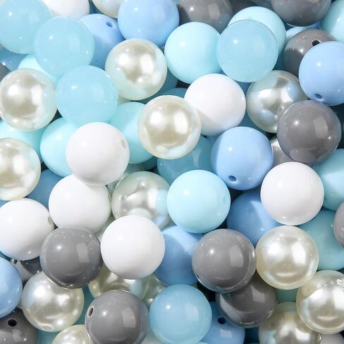 20mm Acrylic Beads 180pcs Cube Chunk Bubblegum Bead Multicolor Beadable Pen Ball Beads for Pen Bag Jewelry Making Necklace Bracelets (Transparent&Color) in Saudi Arabia