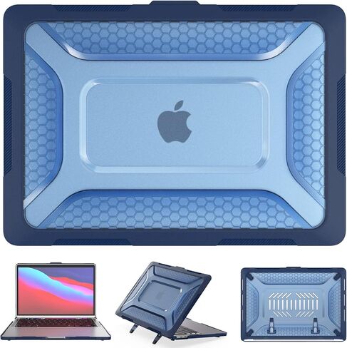 متوافق مع حافظة MacBook Pro مقاس 13 بوصة 2022 2020 M1 A2338/ A2289/ A2251، حافظة متينة مقاومة للصدمات من البولي كربونات مع ممتص الصدمات من مادة TPU وحامل قابل للطي in Saudi Arabia