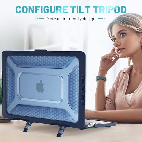 متوافق مع حافظة MacBook Pro مقاس 13 بوصة 2022 2020 M1 A2338/ A2289/ A2251، حافظة متينة مقاومة للصدمات من البولي كربونات مع ممتص الصدمات من مادة TPU وحامل قابل للطي in Saudi Arabia