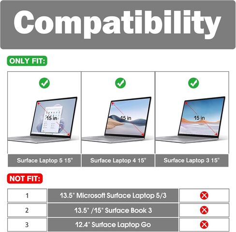 حافظة متينة لجهاز الكمبيوتر المحمول Microsoft Surface 5 4/3 15 بوصة (الموديلات: 1872/1873/1953/1979)، غطاء حماية صلب نحيف شديد التحمل مقاوم للصدمات مع مساند قابلة للطي (أزرق) in Kuwait