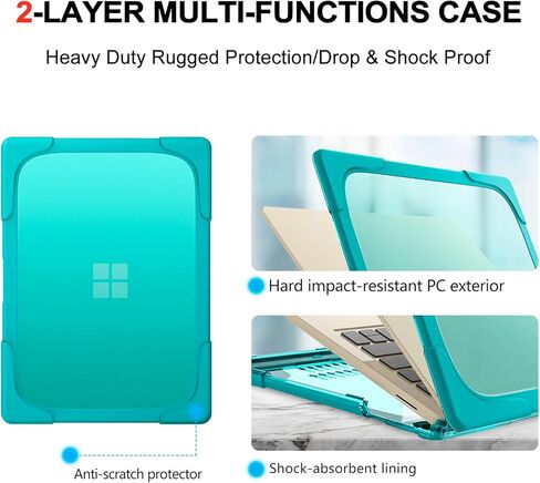 حافظة متينة لجهاز الكمبيوتر المحمول Microsoft Surface 5 4/3 15 بوصة (الموديلات: 1872/1873/1953/1979)، غطاء حماية صلب نحيف شديد التحمل مقاوم للصدمات مع مساند قابلة للطي (أزرق) in Kuwait