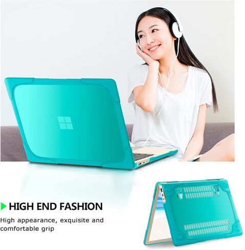 حافظة متينة لجهاز الكمبيوتر المحمول Microsoft Surface 5 4/3 15 بوصة (الموديلات: 1872/1873/1953/1979)، غطاء حماية صلب نحيف شديد التحمل مقاوم للصدمات مع مساند قابلة للطي (أزرق) in Kuwait