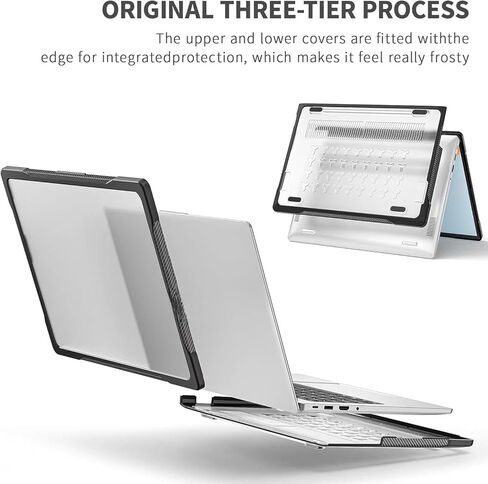 حافظة لهاتف Huawei MateBookD14/D14 SE 2022/Honor Magicbook 14/X14 2022، غطاء حماية للكمبيوتر المحمول شديد التحمل ومضاد للانزلاق ومضاد لبصمات الأصابع ومضاد للانزلاق. (أسود من خلال) in Saudi Arabia