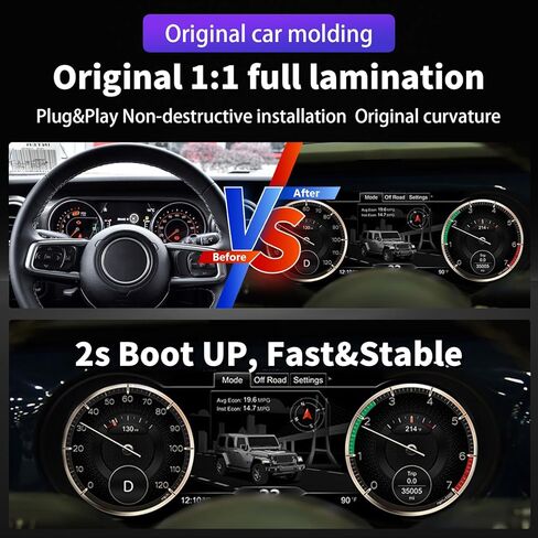 Digital Instrument Cluster Display for Jeep Wrangler JK 2011-2017 Speedometer Upgrade,12.3"HD screen1920*720,2S Fast Boot,Plug&Play,Non-Destructive Install,OTA Upgrade in Saudi Arabia