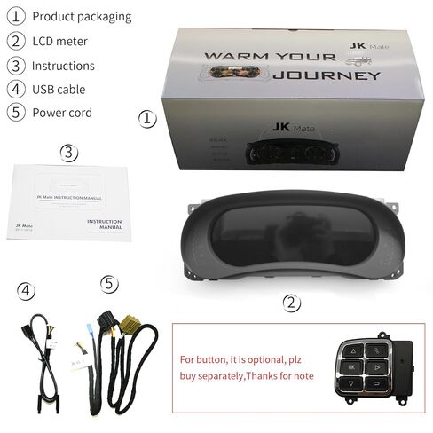 شاشة عرض مجموعة الأدوات الرقمية لسيارة Jeep Wrangler JK 2011-2017 ترقية عداد السرعة، شاشة HD 12.3 بوصة 1920*720، تمهيد سريع 2S، التوصيل والتشغيل، تثبيت غير مدمر، ترقية OTA in Saudi Arabia