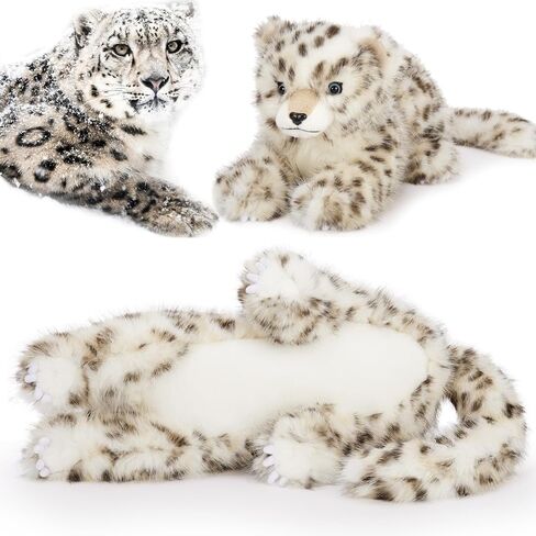 MaoGoLan Soft Stuffed Snow Leopard Plush 35'' Giant Cheetah Stuffed Animal, Fluffy Plush Toy for Girls Kids Realistic Stuffy, Christmas Easter Valentine's Day Birthday Gift Jungle Decorations in Kuwait